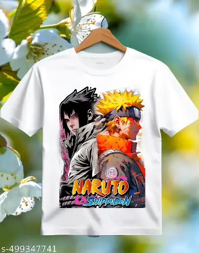 Naruto Sasuke Cartoon Anime Kids Boys N Girls T Shirt Round Neck White Colour T Shirt