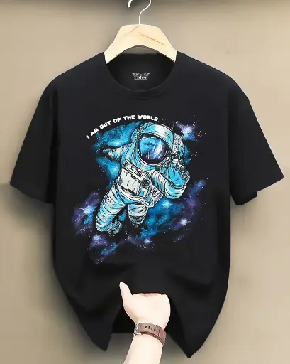 Mens Space Culture Half Sleeve Round Neck T-shirt / Black - S